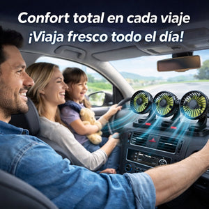Ventilador para auto de 3 cabezales 360° - Versión 2026